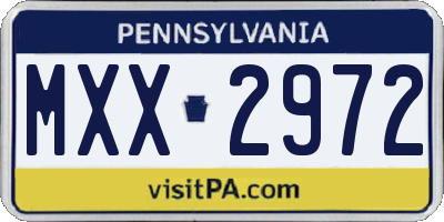 PA license plate MXX2972