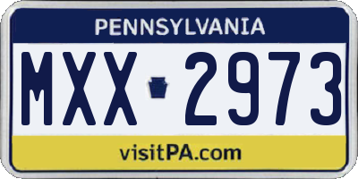 PA license plate MXX2973