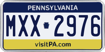 PA license plate MXX2976