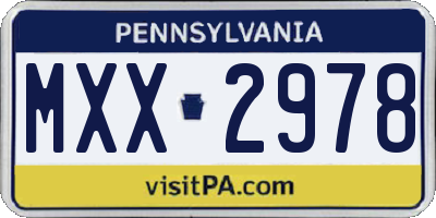 PA license plate MXX2978
