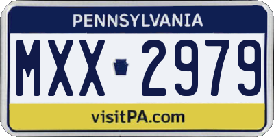 PA license plate MXX2979