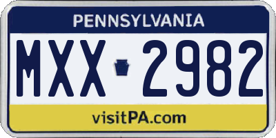 PA license plate MXX2982