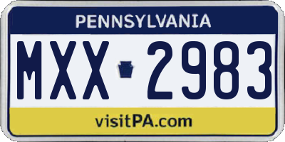 PA license plate MXX2983