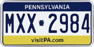 PA license plate MXX2984