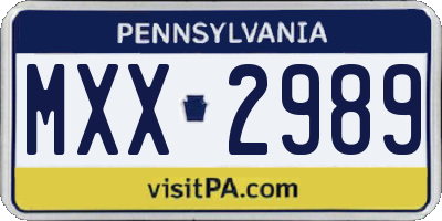 PA license plate MXX2989