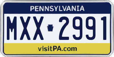 PA license plate MXX2991