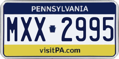 PA license plate MXX2995