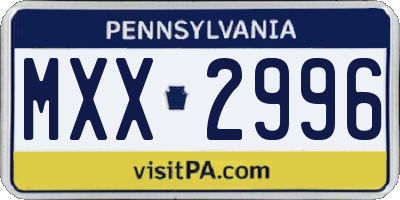PA license plate MXX2996