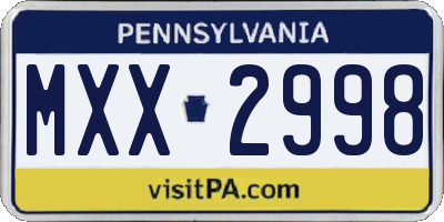 PA license plate MXX2998