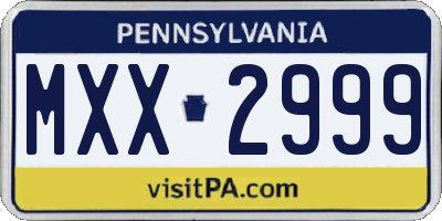 PA license plate MXX2999