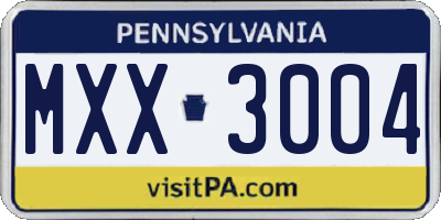 PA license plate MXX3004