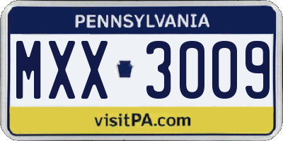 PA license plate MXX3009