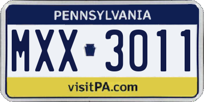 PA license plate MXX3011