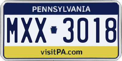 PA license plate MXX3018