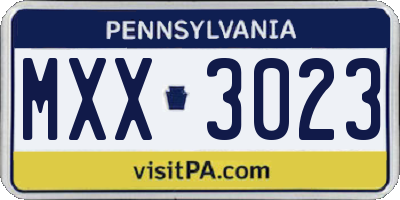 PA license plate MXX3023