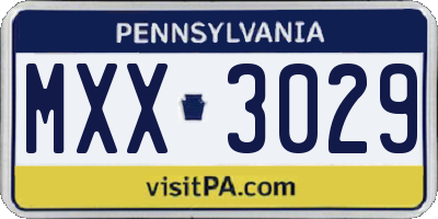 PA license plate MXX3029