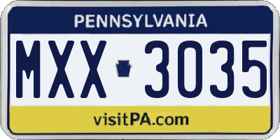 PA license plate MXX3035