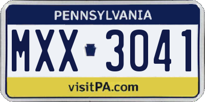 PA license plate MXX3041