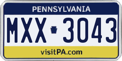 PA license plate MXX3043