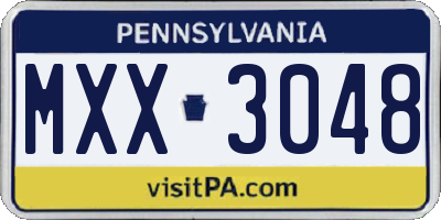 PA license plate MXX3048