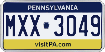 PA license plate MXX3049