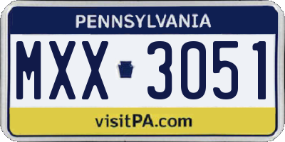PA license plate MXX3051