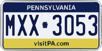 PA license plate MXX3053