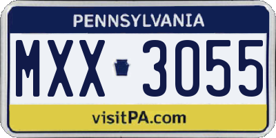 PA license plate MXX3055