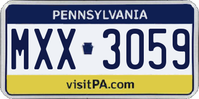 PA license plate MXX3059
