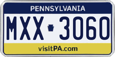 PA license plate MXX3060