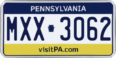 PA license plate MXX3062
