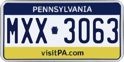PA license plate MXX3063