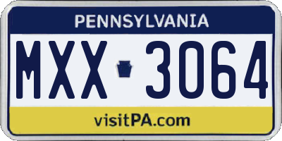 PA license plate MXX3064