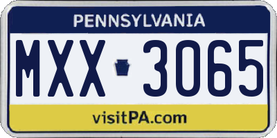 PA license plate MXX3065