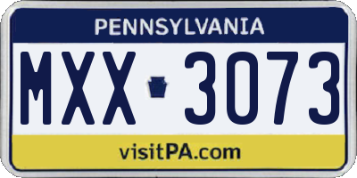 PA license plate MXX3073