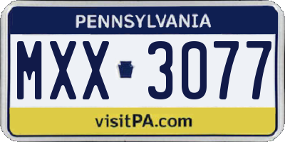 PA license plate MXX3077