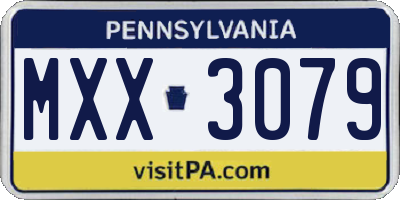 PA license plate MXX3079
