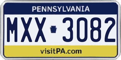 PA license plate MXX3082
