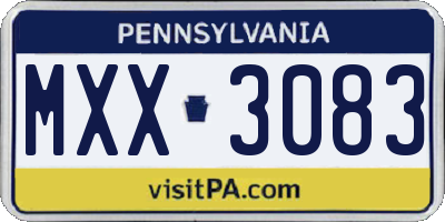PA license plate MXX3083