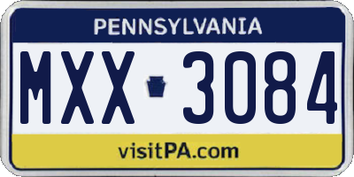 PA license plate MXX3084
