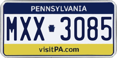 PA license plate MXX3085