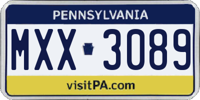 PA license plate MXX3089