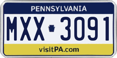 PA license plate MXX3091