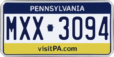 PA license plate MXX3094