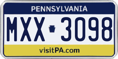 PA license plate MXX3098