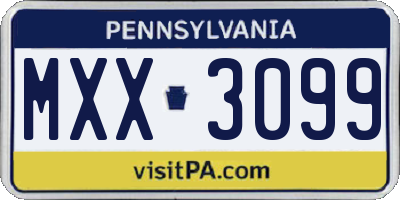 PA license plate MXX3099