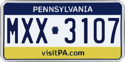 PA license plate MXX3107