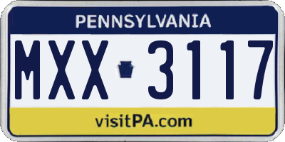PA license plate MXX3117