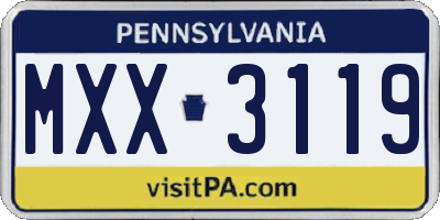 PA license plate MXX3119