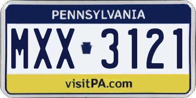 PA license plate MXX3121